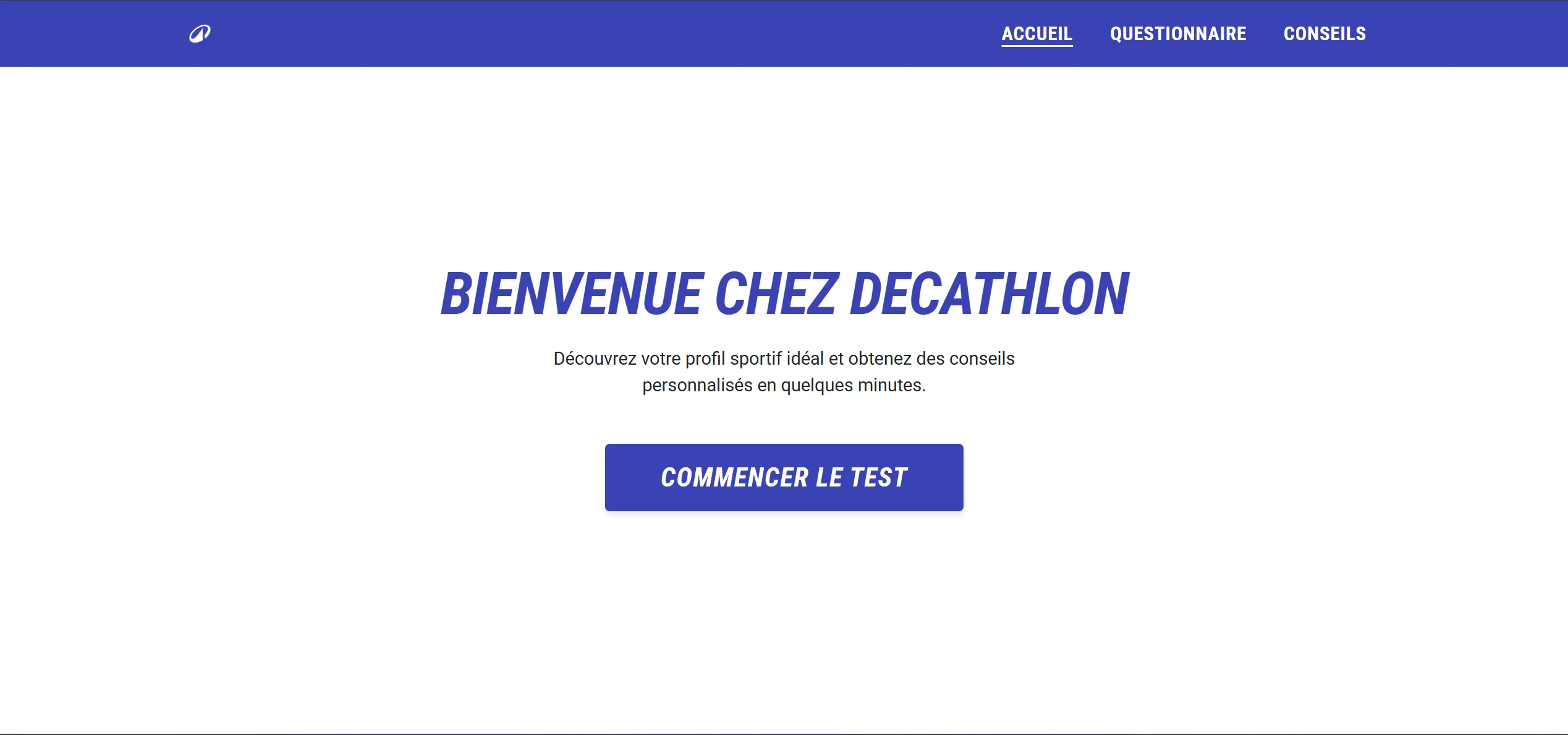 Page d'accueil Decathlon Profiler