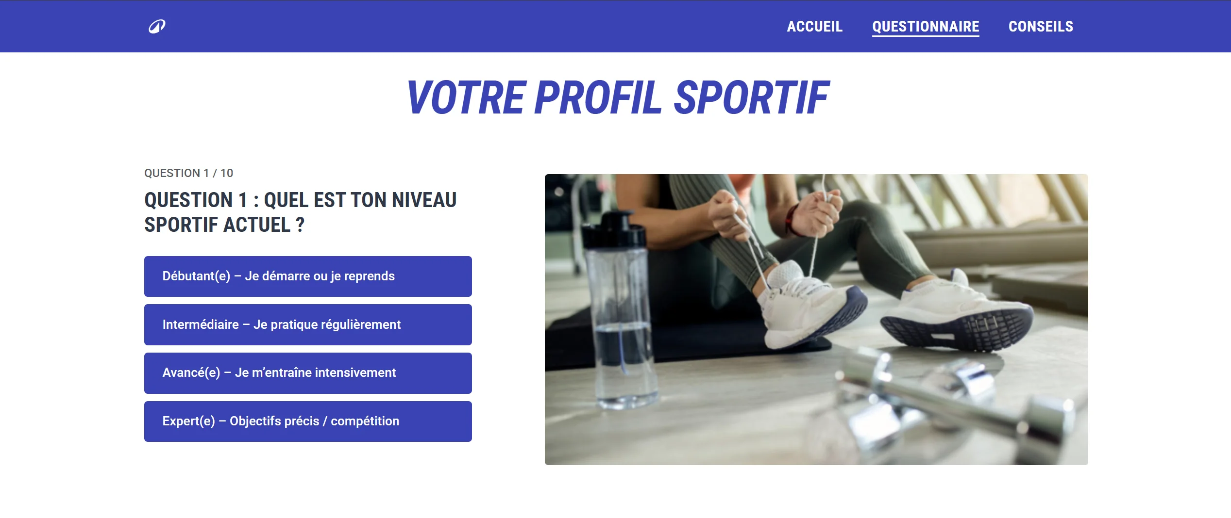 Interface du Questionnaire Decathlon